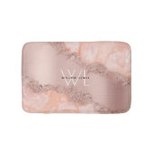 Roos Gold Blush Roze Geode Glitter Monogram Badmat (Voorkant)