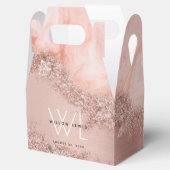 Roos Gold Blush Roze Geode Glitter Monogram Bedankdoosjes (Geopend)