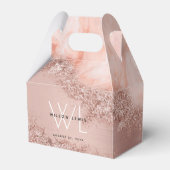 Roos Gold Blush Roze Geode Glitter Monogram Bedankdoosjes (Voorkant Zijde)