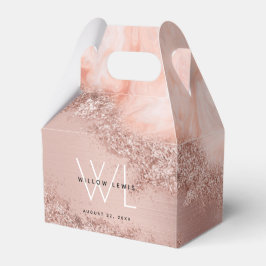 Roos Gold Blush Roze Geode Glitter Monogram Bedankdoosjes