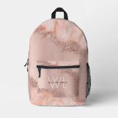 Roos Gold Blush Roze Geode Glitter Monogram Bedrukte Rugzak (Voorkant)