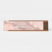 Roos Gold Blush Roze Geode Glitter Monogram Bureau Naambordje (Voorkant)