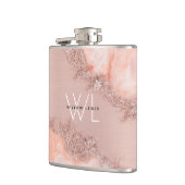 Roos Gold Blush Roze Geode Glitter Monogram Heupfles (Links)