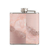 Roos Gold Blush Roze Geode Glitter Monogram Heupfles (Achterkant)