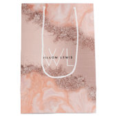 Roos Gold Blush Roze Geode Glitter Monogram Medium Cadeauzakje (Achterkant)