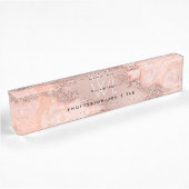 Roos Gold Blush Roze Geode Glitter Monogram Naambordje