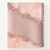 Roos Gold Blush Roze Geode Glitter Monogram Notitieboek (Achterkant)