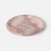 Roos Gold Blush Roze Geode Glitter Monogram Papieren Bordje (Gekanteld)