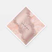 Roos Gold Blush Roze Geode Glitter Monogram Servet (Hoek)