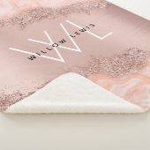 Roos Gold Blush Roze Geode Glitter Monogram Sherpa Deken (3/4)