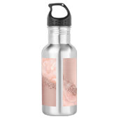 Roos Gold Blush Roze Geode Glitter Monogram Waterfles (Achterkant)