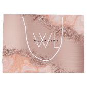 Roos Gold Blush Roze Geode Glitter Monogramt Groot Cadeauzakje