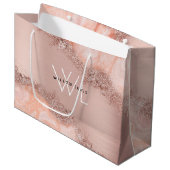Roos Gold Blush Roze Geode Glitter Monogramt Groot Cadeauzakje (Voorkant Gekanteld)