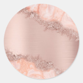 Roos Gold Blush roze geode glitter Ronde Sticker