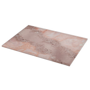 Roos Gold Blush roze geode glitter Snijplank