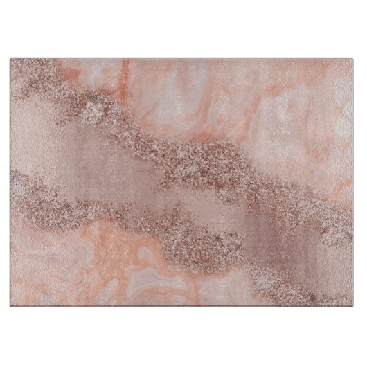 Roos Gold Blush roze geode glitter Snijplank (Voorkant)