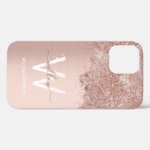 Roos Gold Blush Roze Girly Dust Monogram Case-Mate iPhone Case (Achterkant (horizontaal))