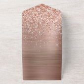 Roos Gold Blush Roze Glam Glitter All In One Uitnodiging (Buitenkant)