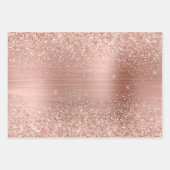 Roos Gold Blush Roze Glam Glitter Inpakpapier Vel (Voorkant 3)