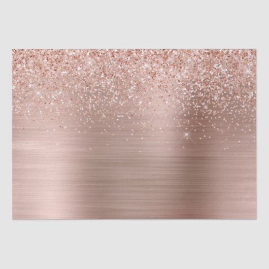 Roos Gold Blush Roze Glam Glitter Tissuepapier (Voorkant)