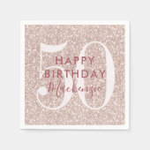 Roos Gold Blush Roze Glitter Aangepaste naam Birth Servet (Voorkant)