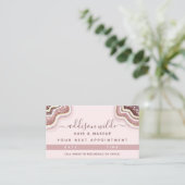 Roos Gold Blush roze glitter Agate Geode Appointme Afsprakenkaartje (Staand voorkant)