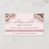 Roos Gold Blush roze glitter Agate Geode Appointme Afsprakenkaartje (Voorkant)