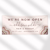 Roos Gold Blush roze glitter Agate Geode Business Spandoek