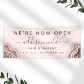 Roos Gold Blush roze glitter Agate Geode Business Spandoek