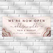 Roos Gold Blush roze glitter Agate Geode Business Spandoek