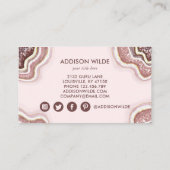 Roos Gold Blush roze glitter Agate Geode Visitekaartje (Achterkant)