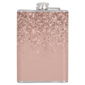 Roos Gold Blush Roze Glitter Custom Monogram Name Heupfles (Achterkant)