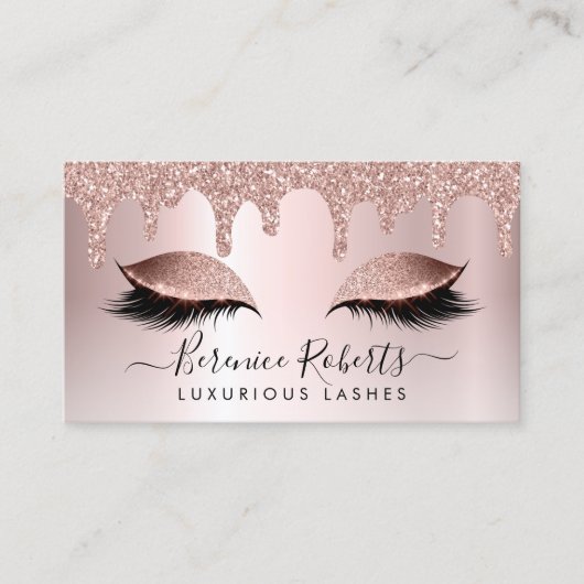 Roos Gold Blush Roze Glitter Drivers Lash Extensio Visitekaartje (Voorkant)