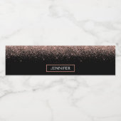 Roos Gold Blush Roze Glitter Elegant Monogram Naam Waterfles Etiket (Enkel label)