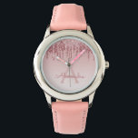 Roos Gold Blush Roze Glitter en Sparkle Horloge<br><div class="desc">Dripping Faux Sparkle en Glitter Roos Gold Blush Pink Watch zijn ideaal voor een Roos Gold of Blush Pink Verjaardagsfeestje of Vrijgezellenfeest Gift. Deze Blush Pink Birthday Party Watch is perfect voor een meisjesachtig blush roze verjaardagsfeestgeschenk. Dit horloge kan uw monogram naam en initiaal bevatten.</div>