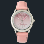 Roos Gold Blush Roze Glitter en Sparkle Horloge<br><div class="desc">Dripping Faux Sparkle en Glitter Roos Gold Blush Pink Watch zijn ideaal voor een Roos Gold of Blush Pink Verjaardagsfeestje of Vrijgezellenfeest Gift. Deze Blush Pink Birthday Party Watch is perfect voor een meisjesachtig blush roze verjaardagsfeestgeschenk. Dit horloge kan uw monogram naam en initiaal bevatten.</div>