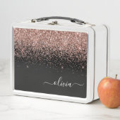 Roos Gold Blush Roze Glitter Girly Monogram Naam (In situ)