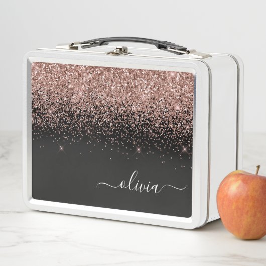 Roos Gold Blush Roze Glitter Girly Monogram Naam (In situ)