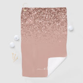 Roos Gold Blush Roze Glitter Girly Monogram Naam Golfhanddoek (Insitu)