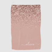 Roos Gold Blush Roze Glitter Girly Monogram Naam Golfhanddoek (Voorkant)