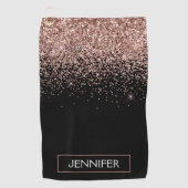 Roos Gold Blush Roze Glitter Girly Monogram Naam Golfhanddoek (Voorkant)