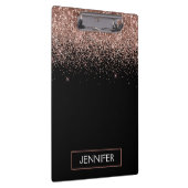 Roos Gold Blush Roze Glitter Girly Monogram Naam Klembord (Rechts)