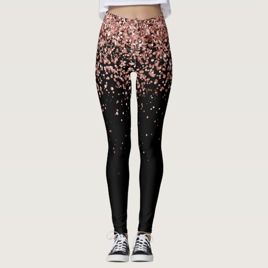 Roos Gold Blush Roze Glitter Glam Leggings (Voorkant)
