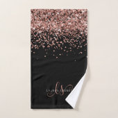 Roos Gold Blush Roze Glitter Glam Monogram Naam Bad Handdoek (Handdoek)