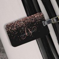 Roos Gold Blush Roze Glitter Glam Monogram Naam
