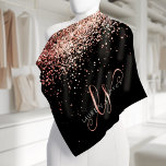 Roos Gold Blush Roze Glitter Glam Monogram Naam Bandana<br><div class="desc">Glam Roos Gold Glitter Elegant Monogram Bandana. Pas dit trendy chic bandana-ontwerp met elegant roos gouden mousserende glitter op een zwarte achtergrond eenvoudig aan. Het ontwerp kenmerkt uw handgeschreven manuscriptmonogram met  cirkels en jouw naam.</div>