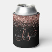 Roos Gold Blush Roze Glitter Glam Monogram Naam Blikjeskoeler (Blikje Voorkant)