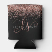 Roos Gold Blush Roze Glitter Glam Monogram Naam Blikjeskoeler (Achterkant)