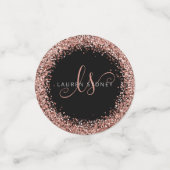 Roos Gold Blush Roze Glitter Glam Monogram Naam Confetti (Kleine voorkant)