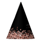 Roos Gold Blush Roze Glitter Glam Monogram Naam Feesthoedjes (Links)